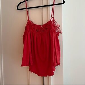 Free People Flowy Red Top